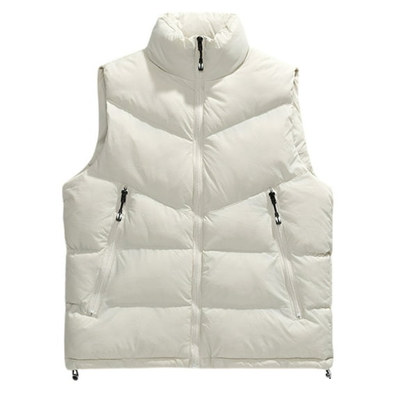AnuYalue Big and Tall Vest Men Winter Warm Stand Collar Puffer Waistcoat Full Zipper Sleeveless Jacket Outdoor Ski Vests with Zip Pockets