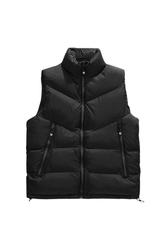 Big and Tall Vest Men Winter Warm Stand Collar Puffer Waistcoat Full Zipper Sleeveless Jacket Outdoor Ski Vests with Zip Pockets
