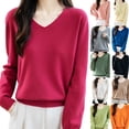 thumbnail image 1 of AnuYalue Blouse for Women Fall Long Sleeve V Neck Sweater 2025 Casual Trendy Knit Pullover Tops, 1 of 7