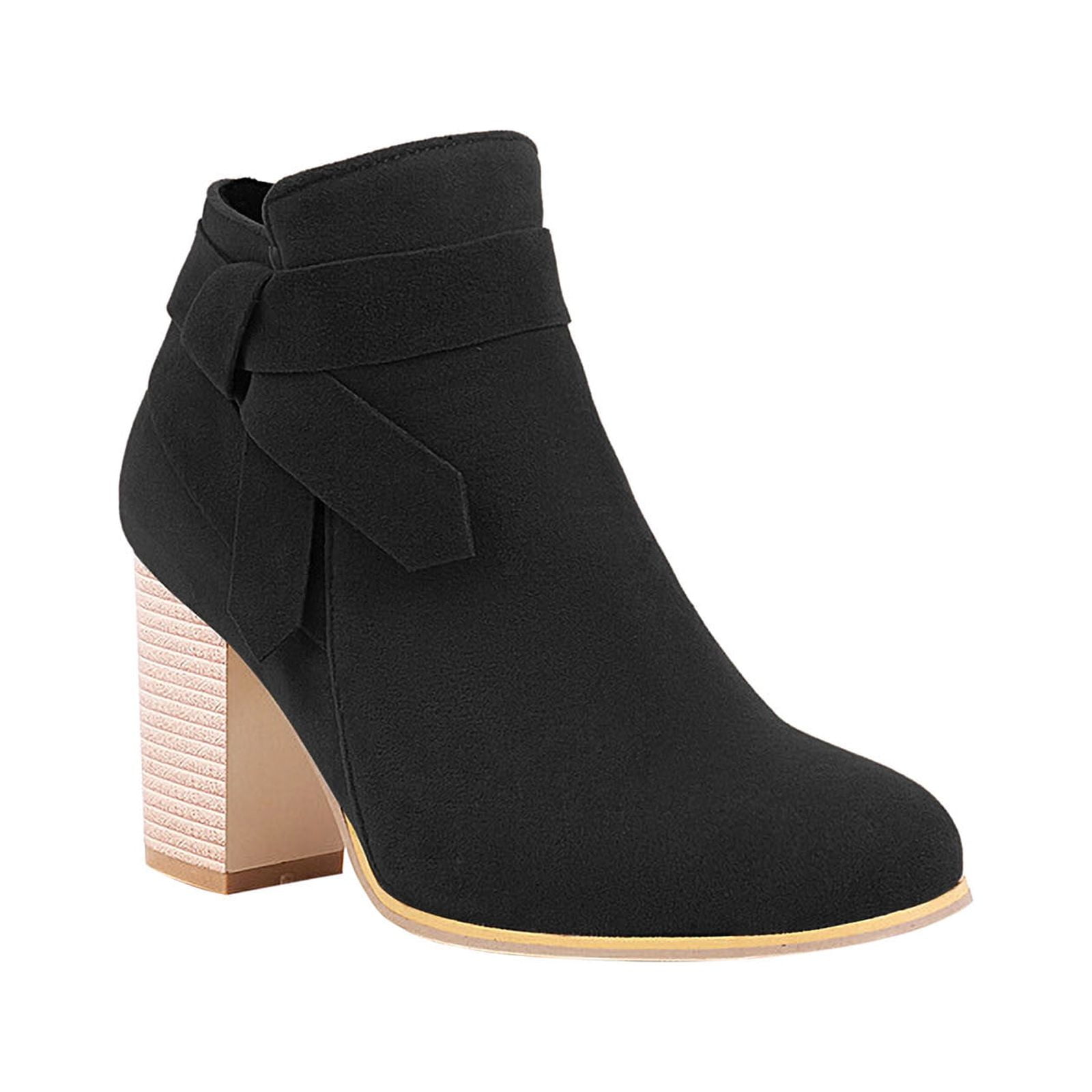 AnuYalue Boots on Clearance 2024 Women's Short Western Cowboy Boots Ankle Booties Mid Heel