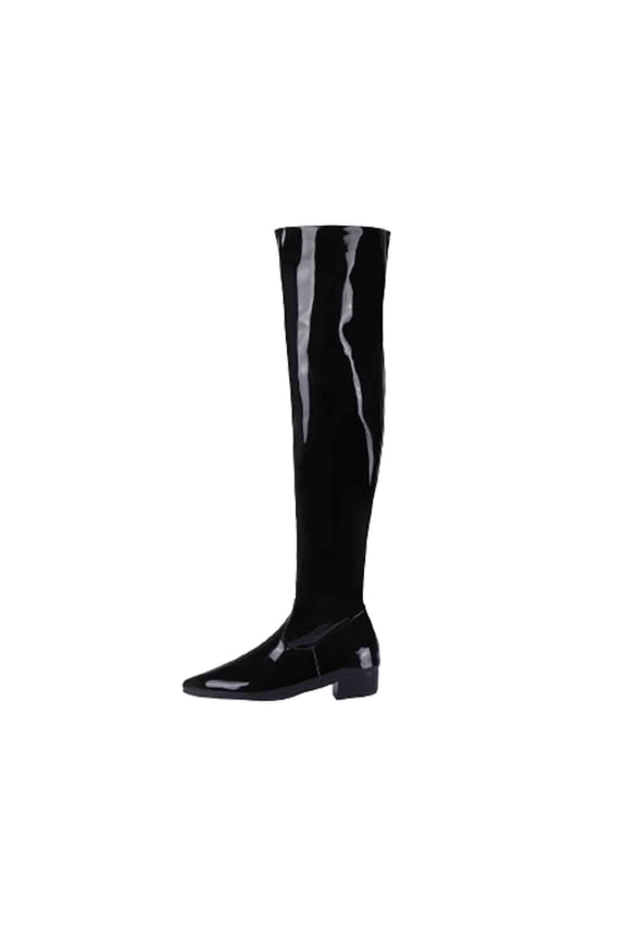 2025 Thigh High Boots for Womens Over The Knee Patform Chunky Heel Stretch Long Fall Y2K Gogo Boots Fashion Pointed Toe Boots Low Block Heel Booties