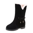 thumbnail image 1 of AnuYalue Boots on Clearance 2025 Winter Flat Boots For Women Mid Calf Boots Fuzzy Snow Boots Fur Lined Ankle Booties Warm Boots Non-Slip Comfortable Outdoor Mid-Calf Boots, 1 of 4
