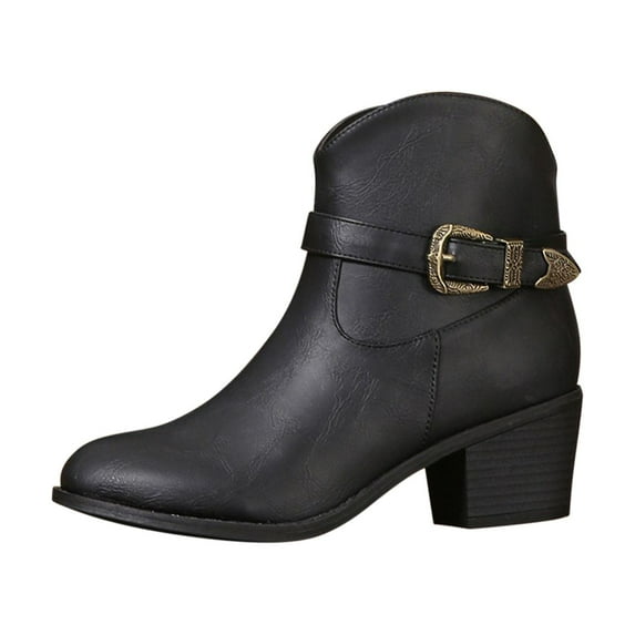 AnuYalue Boots on Clearance 2025 Women's Ankle Boots Chunky Stacked Heel Zipper Booties Cowboy Boots Cowgirl Ankle Boots Western Pointed Toe Short Cowboy Boots for Women,Girl,Party