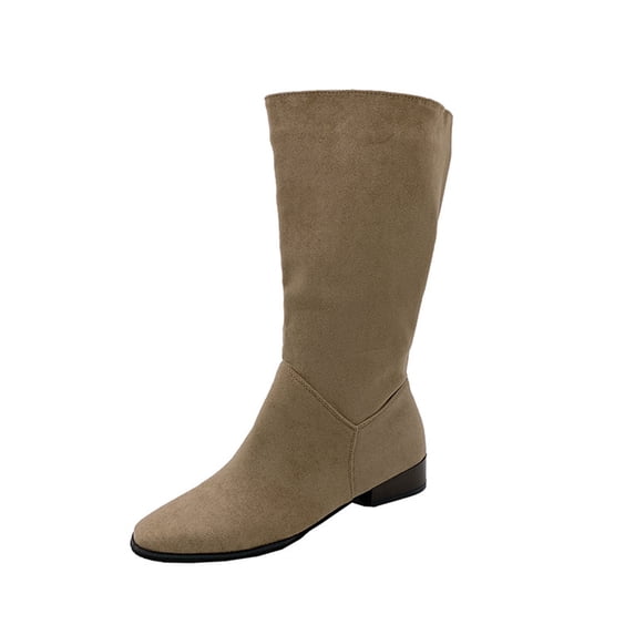 AnuYalue Boots on Clearance 2025 Women's Extra Wide Calf Slouchy Boots, Wide Width Flat Heel Mid Calf Knee High Boots Regular Pull On Fall Weather Boots