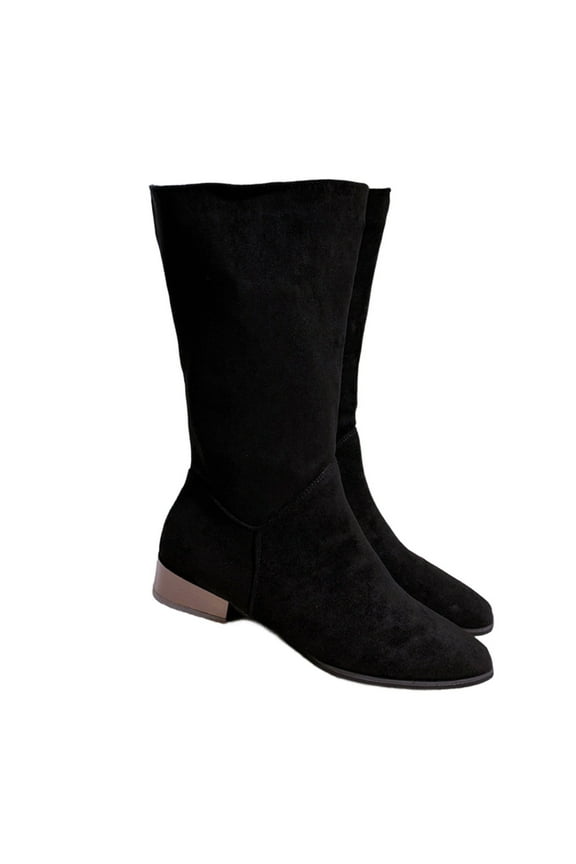 2025 Women's Extra Wide Calf Slouchy Boots, Wide Width Flat Heel Mid Calf Knee High Boots Regular Pull On Fall Weather Boots