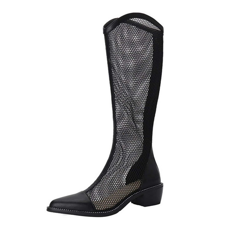 AnuYalue Boots on Clearance 2025 Women's Sheer Mesh Cowboy