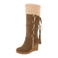 thumbnail image 1 of AnuYalue Boots on Clearance 2025 Women's Wedge Boots Winter Snow Boots with Fur Liner Wide Calf Cowgirl Slip On Western Boots Knee High Shoes, 1 of 5