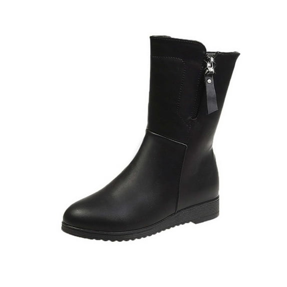 AnuYalue 2025 Women's Zipper Ankle Booties Chunky Stacked Heel Boots Trendy Pull On Fall Winter Zip Up Boots