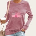 thumbnail image 1 of AnuYalue Breast Cancer Survivor Long Sleeve Shirts for Women Pink Ribbon USA Flag Tops in October Inspirational Clothes, 1 of 4