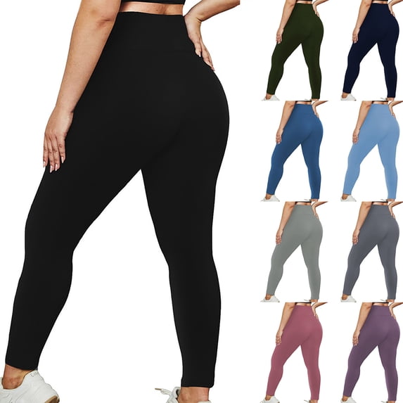 AnuYalue Butt Lifting Leggings for Women Plus Size Tummy Control Leggings Women High Waist Legging Gym Workout Yoga Pants Purple 5XL