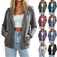 thumbnail image 1 of AnuYalue Button Up Hoodies for Women Lightweight Ribbed Long Sleeve Cardigan Sweater Jacket with Pockets, 1 of 9
