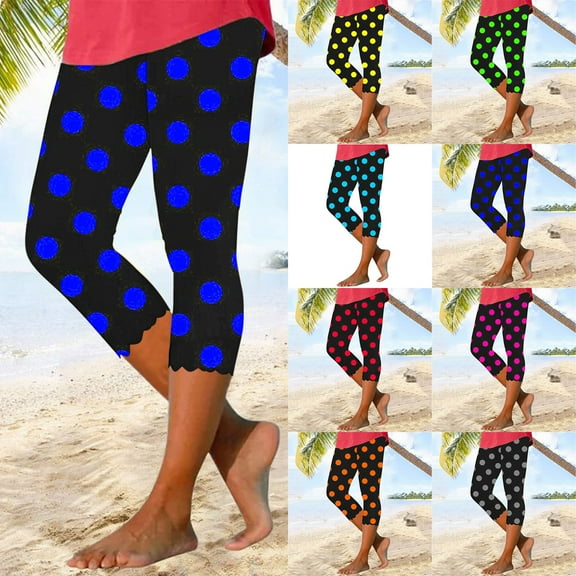 AnuYalue Capri Leggings for Women Tummy Control High Waisted Yoga Pants Comfy Stretchy Leggings Summer Cropped Workout Pants Dressy Knee Length Capris Leggings
