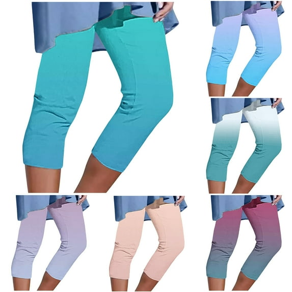 AnuYalue Capri Leggings for Women Summer Clothes Yoga Workout Lounge Capri Pants Hight Waisted Stretchy Cropped Pants Capris Purple 4XL