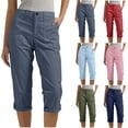 thumbnail image 1 of AnuYalue Cargo Capris for Women 2026 Summer Casual High Waisted Button Loose Travel Hiking Capri Cropped Pants with Pockets, 1 of 8