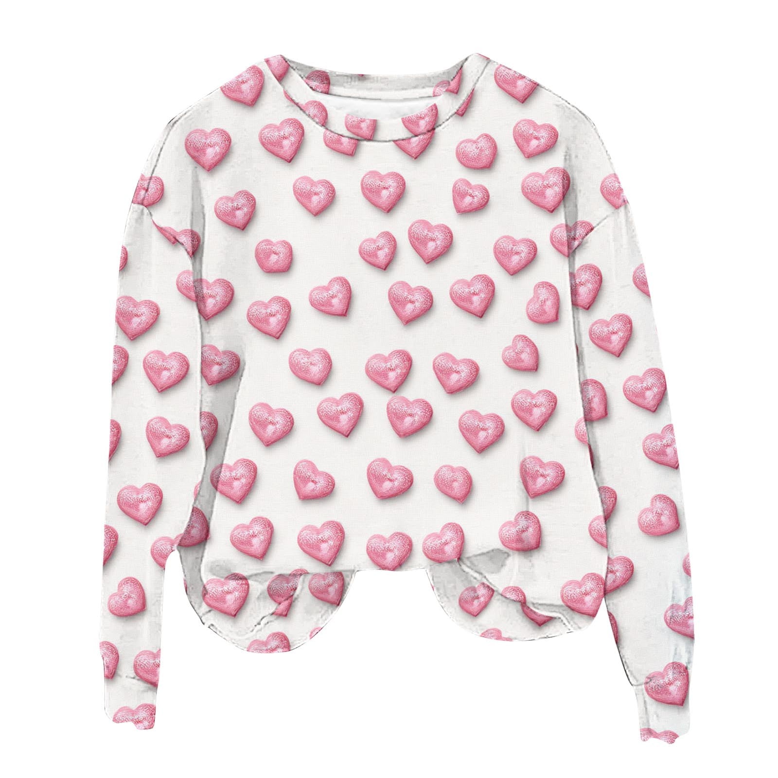 AnuYalue Cute Valentines Shirt,Women's Fashion Casual Round Neck Long