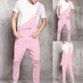 thumbnail image 1 of AnuYalue Denim Bib Overalls for Men,Mens Work Overalls Loose Pink Denim Overalls Casual Theme Party Jean Jumpsuit with Pockets, 1 of 9