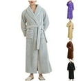thumbnail image 1 of AnuYalue Fleece Bathrobe for Mens Casual Loose Fit Nightgown V Neck Long Sleeve Sleepwear with Pockets, 1 of 9