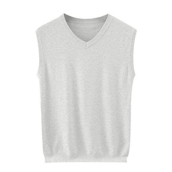 AnuYalue Fleece Knitted Vest for Mens Casual V-Neck Soft Sleeveless Pullover Sweaters Solid Color Warm Knit Waistcoat
