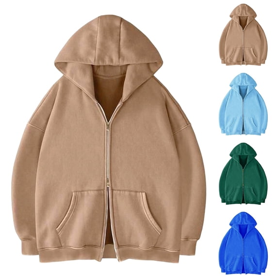 AnuYalue Hoodie Jacket for Men Loose Long Sleeve Hooded Sweatshirt Soft Double Zipper Tops with Pockets