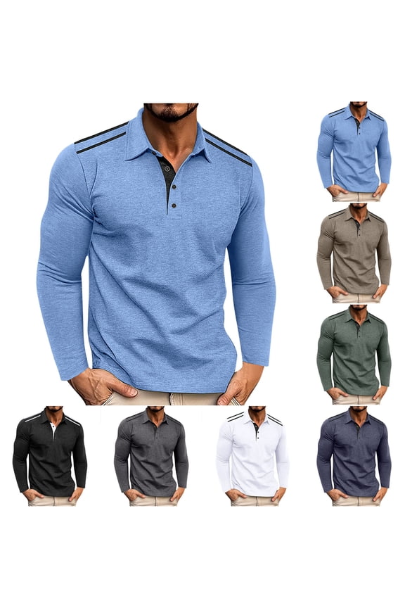 Long Sleeve Shirts for Men Casual Versatile Workout T-Shirt Lightweight Outdoor Golf Shirt Button Up Lapel Tops
