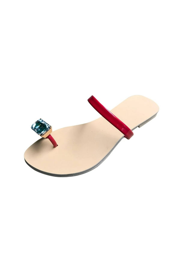 Low Heel Toe Ring Sandals for Women Thong,Women's Bohemia Bling Rhinestone Pearl Flat Sandals Casual Slip On Clip Toe Sandals Open Toe Dress Shoes