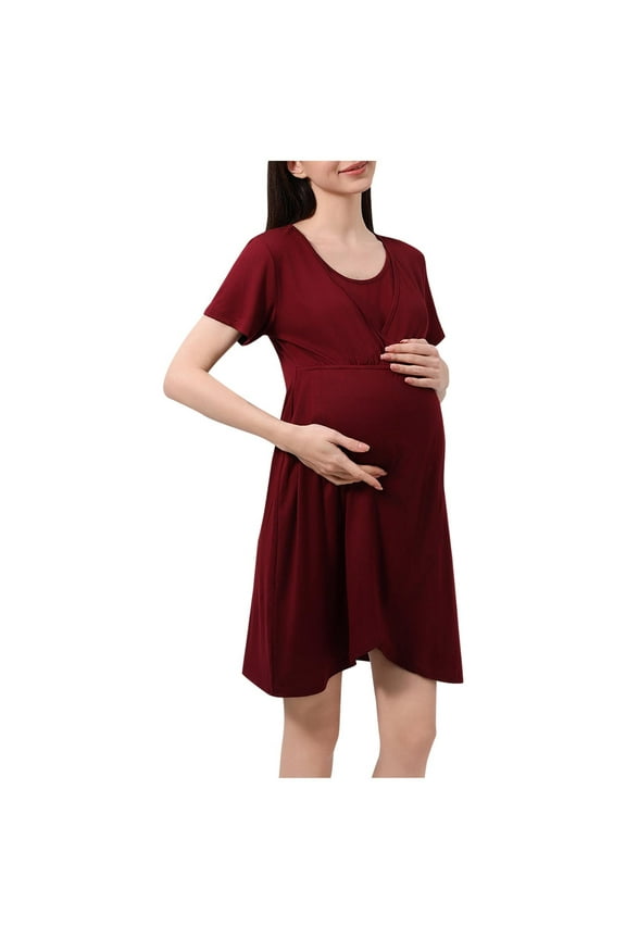 Maternity Robe Nursing Robes for Hospital Labor Delivery V Neck Pregnancy Bathrobe Womens Postpartum Nightgown