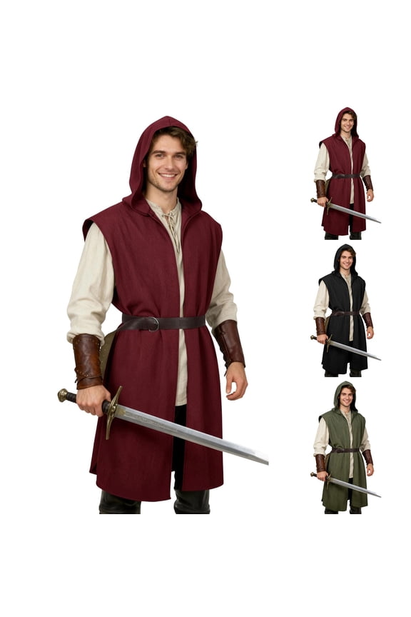 Medieval Hooded Surcoat Set Mens Renaissance Costume