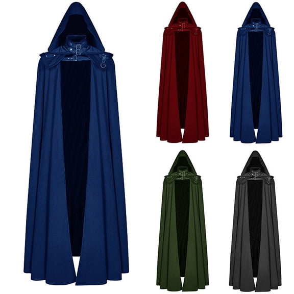 AnuYalue Men Big and Tall Medieval Gothic Hooded Cloak Full Length Vampire Cape RenaissanceCosplay Costume