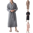 thumbnail image 1 of AnuYalue Men Women Flannel Sleepwear Casual Fleece Bathrobe Winter Thicken Nightgown Solid Color Long Sleeve Sleepshirt, 1 of 9