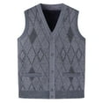 thumbnail image 1 of AnuYalue Men's Argyle Sleeveless Sweater Fleece Single Breasted Lightweight Sweaters Vests Casual V Neck Fall Winter Knitted Cardigans, 1 of 3