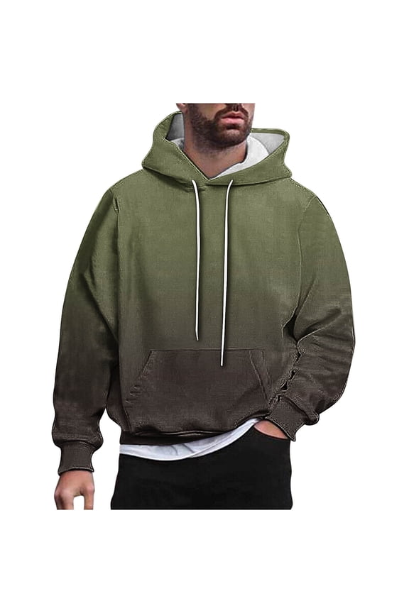 Men's Big and Tall Hoodies Gradient Color Long Sleeve Sweatshirt Loose Fit Drawstring Pullover Outdoor Comfort Sweatshirts