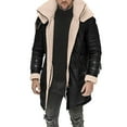 thumbnail image 1 of AnuYalue Men's Big and Tall Winter Coat Vintage Faux Fur Leather Jacket Fleece Lined Stand Collar Coats Thicken Long Sleeve Overcoat, 1 of 5