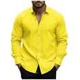 thumbnail image 1 of AnuYalue Men's Dress Shirts Casual Long Sleeve Lapel Tops Regular Fit Button Down T-Shirt Soild Color Formal Business Shirt, 1 of 5