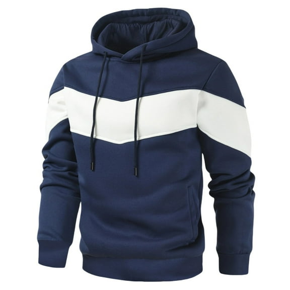 AnuYalue Men's Fashion Sweatshirt Novelty Color Block Hoodie Casual Loose Fit Long Sleeve Coat Winter Fall Warm Overcoat