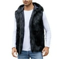 thumbnail image 1 of AnuYalue Men's Faux Faux Fur Coat Sleeveless Hooded Waistcoat Short Vest Jacket Open Front Cardigan Outwear Winter Casual Down Coat, 1 of 7