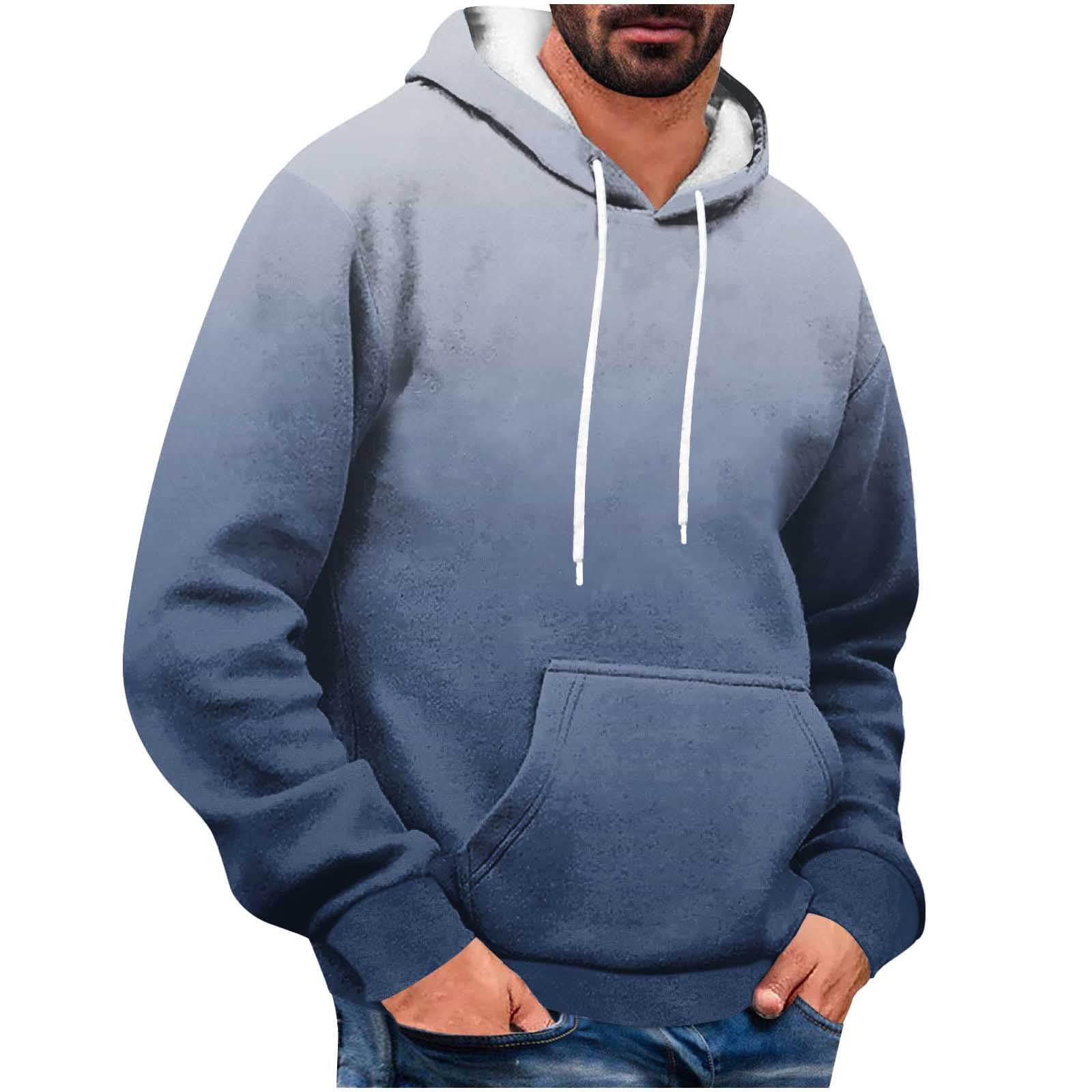 AnuYalue Men's Gradient Color Hoodies Fashion Fall Winter Pullover ...