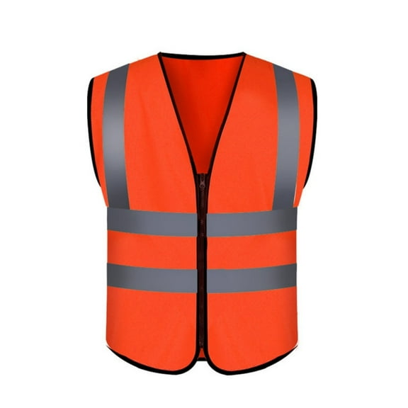 AnuYalue Men's High Visibility Vests Lightweight Construction safety vest Reflective Stripes Zipper Up Vest for Outdoor Works