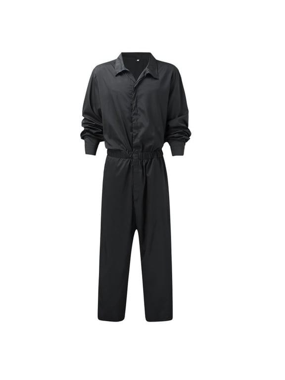 Men's Long Sleeve Coverall Snap and Zip-Front Coverall Lightweight Work Pants Action Back Jumpsuit with Pockets