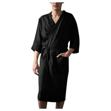 AnuYalue Men's Robe 3/4 Sleeve Kimono Bathrobe Short Knee Length Lightweight Spa Bathrobe Pockets Turkish Hotel Nightgown 2025