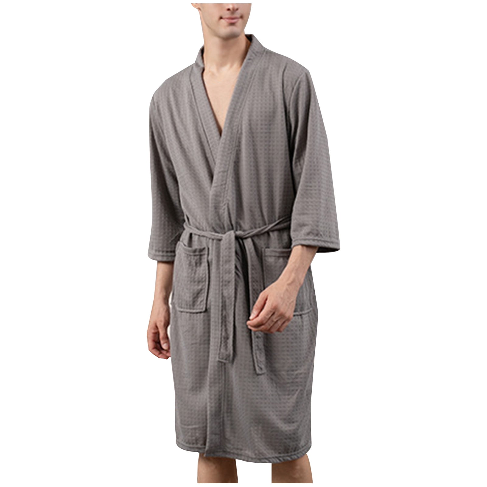 AnuYalue Men?????? Robe Terry Cotton Bathrobe V Collar Soft Shower Bath ...