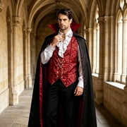 AnuYalue Mens Vampire Cape with Stand Up Collar Victorian Gothic Cloak for Renaissance Cosplay