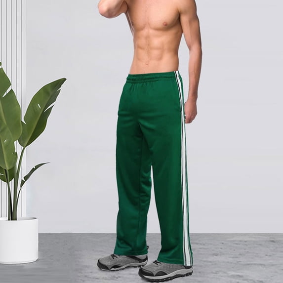 AnuYalue Mens Athletic Pants Open Bottom Loose Straight Leg Sweatpants Elastic Waist Outdoor Workout Trousers