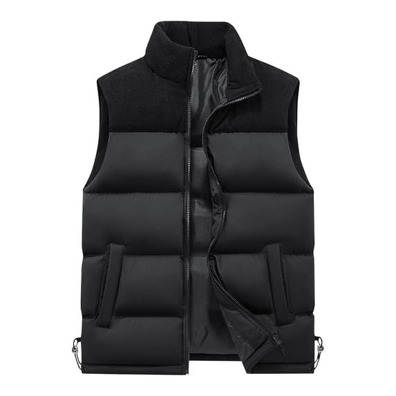 AnuYalue Mens Big and Tall Color Block Vest Winter Fleece Lined Quilted Vests Oversize Full Zip Warm Sleeveless Jacket Outdoor Puffy Vest with Pockets