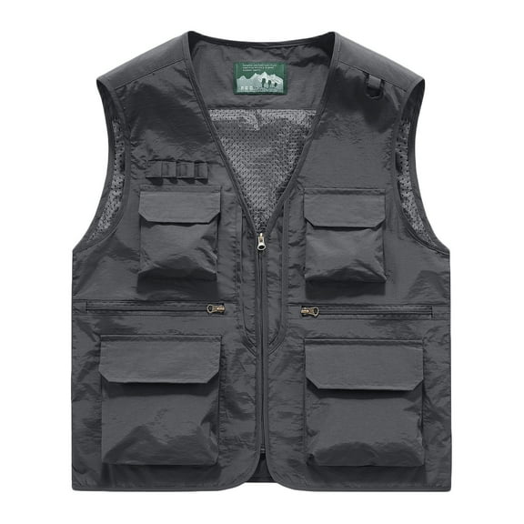 AnuYalue Mens Big and Tall Cargo Vest Lightweight Safari Travel Photo Vests Outdoor Hiking Waistcoat With Multi Pockets