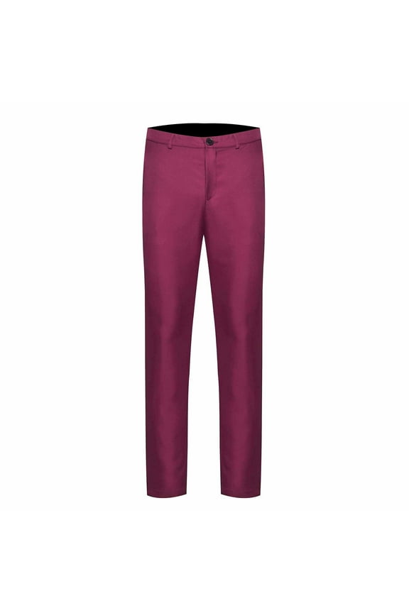 Mens Big and Tall Dress Pants Straight-Leg Classic Business Suit Pants Trousers Lightweight Classic-Fit Business Pants with Pockets Wine