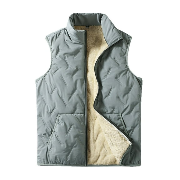 AnuYalue Mens Big and Tall Fleece Vest Lightweight Fall Winter Warm Outerwear Full Zip Sleeveless Jacket with Pocket Outdoor Stand Collar Vests