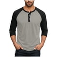 thumbnail image 1 of AnuYalue Mens Big and Tall Henley Shirts Lightweight 3/4 Sleeve Baseball T-Shirt Fashion Color Block Tee Fall Winter Athletic Tops, 1 of 7
