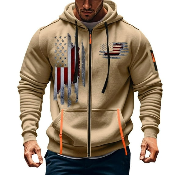 AnuYalue Mens Big and Tall Hoodies Fashion Print Hooded Sweatshirts Casual Zip Up Athletic Jacket Fall Winter Long Sleeve Sweatshirt