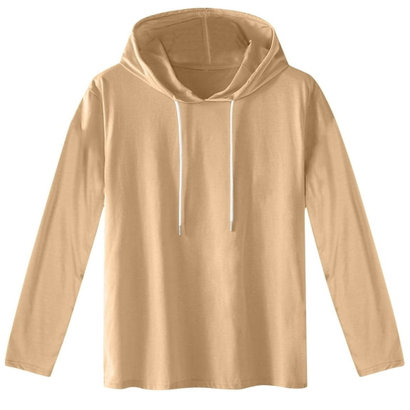AnuYalue Mens Big and Tall Hoodies Lightweight Drawstring Hooded Sweatshirt Long Sleeve Solid Color Pullover Comfort Outdoor Sweaters