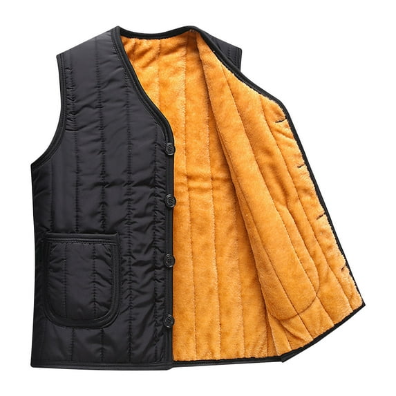AnuYalue Mens Big and Tall Puffer Vest Fleece Sherpa Lined Warm Gilet Winter Loose Fit V-Neck Sleeveless Jacket with Pockets